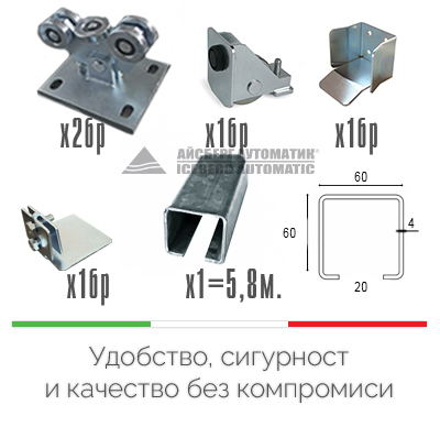 КОМПЛЕКТ ЗА КОНЗОЛНА ПЛЪЗГАЩА ВРАТА - ICESLIDE KIT XS до 350кг